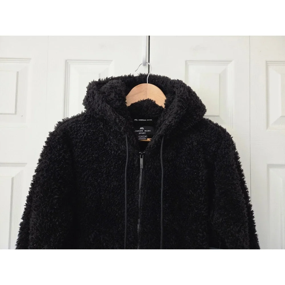 Andrew Marc Sport Fleece Full Zip Hoodie Jacket Size Medium Black‎ NWT $84 - Picture 2 of 7